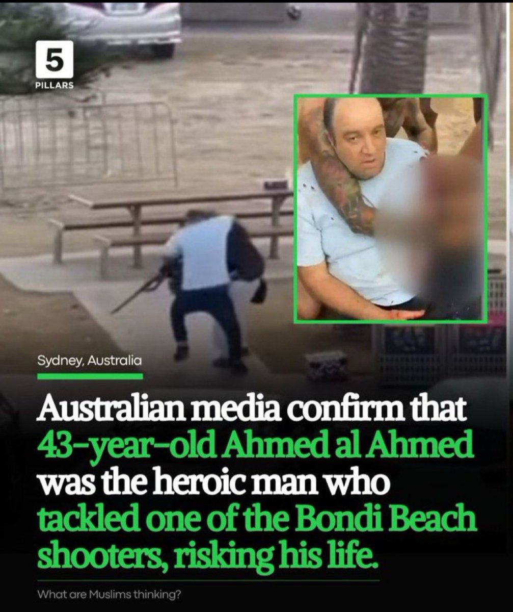 While Muslims are being slandered with words all over the world,they are actually saving people's lives.

Ahmed Al-Ahmad,a Muslim, courageously stopped a gunman,showcasing humanity.

He risked his life &amp; disarmed him,but was shot himself in the process.#bondibeach #SydneyTerror