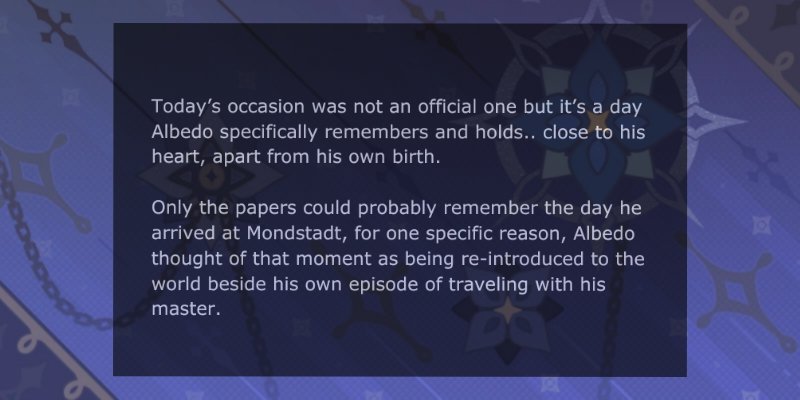 I'm happy to be part of the Albedo Calendar Project! 

A little fic to celebrate the release of Dragonspine and Albedo! 8 days left🏔️✨docs.google.com/document/d/1Cf…

#アルベドアドカレ2025 #アルベド  #bedo_birth2025 #Albedo