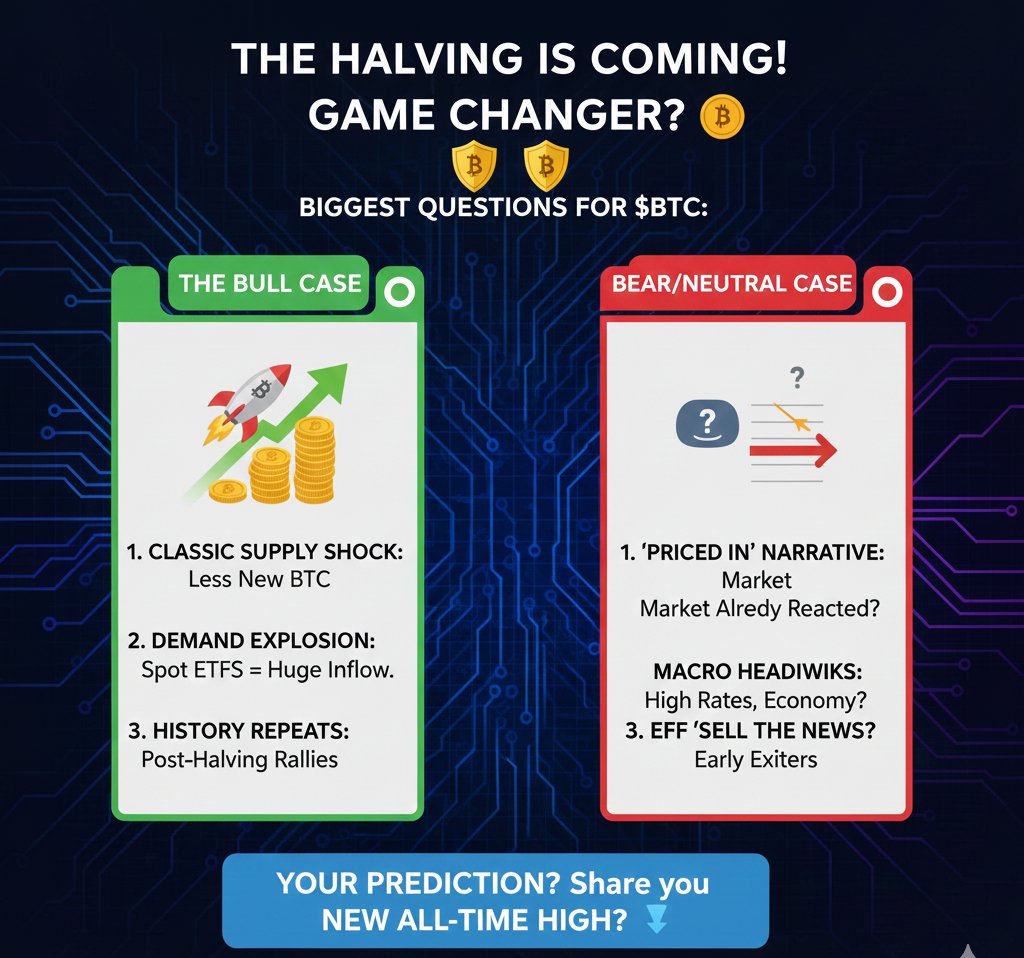 الـ Halving القادم: هل سيغير قواعد اللعبة؟ 

حدث تنصيف البيتكوين قادم! تاريخياً، تبعه صعود كبير. هل تأثير صناديق الـ ETF هذه المرة سيجعل التأثير أقل درامية، أم أن العرض/الطلب سيغلب كالمعتاد؟

ما هو توقعك لـ $BTC بعد التنصيف؟ هل سيصنع قمم جديدة؟ 
#BitcoinHalving #BTC #CryptoNews