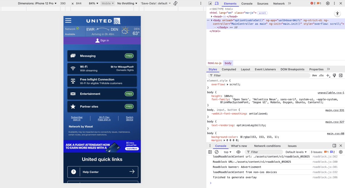I don't think most people know that if you're flying on United then you can get free WiFi on your la