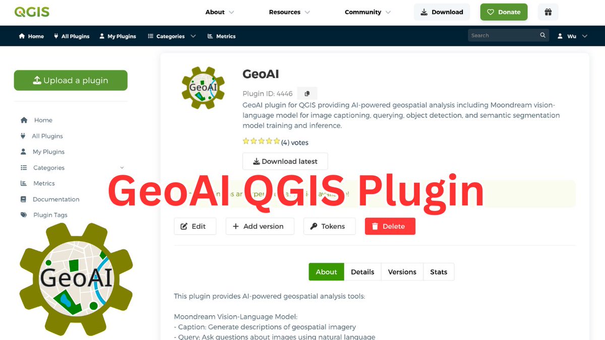 The GeoAI Plugin is now officially available in the official QGIS Plugin Repository! 🎉

With just a few clicks, you can integrate the power of AI-driven spatial analysis right into your QGIS workflow.

Important: For a smooth installation, make sure you install QGIS via