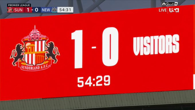 نادي سندرلاند لم يكتب اسم نيوكاسل ووضع اسم "الضيوف" في لوحة النتائج في المباراة بين الفريقين وذلك بسبب العداوة بينهما 