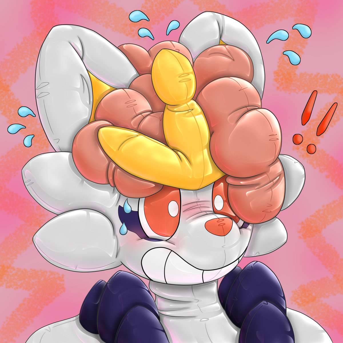 echosqueaks's tweet photo. Cin looks very flustered after being teased, but underneath that rubber grin is pure joy~ 

Pfp comm for @AubreyUnbraced! Thanks so much :3 https://t.co/lTVn0NpvGo