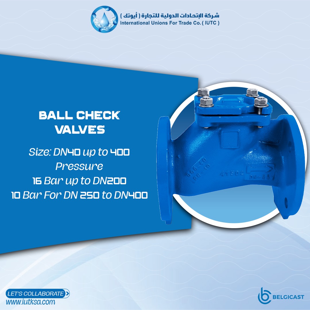 iutksa_'s tweet image. Ball Check Valves – DN 40 to 400
 Engineered for reliable backflow prevention in water and industrial pipeline systems.
🔹Sizes: DN 40 – DN 400
🔹Pressure Rating:
16 bar for DN 40 – DN 200
10 bar for DN 250 – DN 400
#IUTC #BallCheckValve #PipelineSolutions #WaterInfrastructure