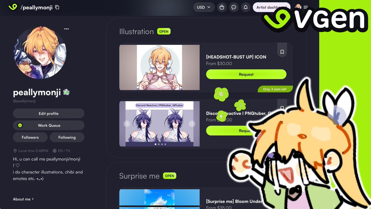 [♡ + ↻ are very appreciated ! ]

Helloooooo ! I’m opening commissions on VGen ✨
Slots are available — thank you for supporting my art 💚

vgen.co/peallymonji

To celebrate my Vgen, 10% special discount
(This offer is valid until January 14, 2026)

#VGenComm #VGenOpen