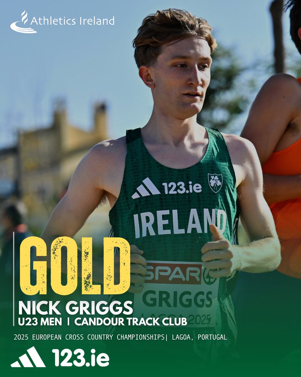 irishathletics's tweet image. 𝐆𝐋𝐎𝐑𝐈𝐎𝐔𝐒 𝐆𝐑𝐈𝐆𝐆𝐒 𝐆𝐎𝐋𝐃!!🥇

He's done it, Nick Griggs is a European Cross Country Champion💥

ALSO LEADS IRELAND TO EUROPEAN U23 TEAM GOLD!!!🥇🥇🥇🥇🥇

🔗Full result: tinyurl.com/4ntvs35m  🇮🇪

#IrishAthletics | #Lagoa25 | @ask123ie