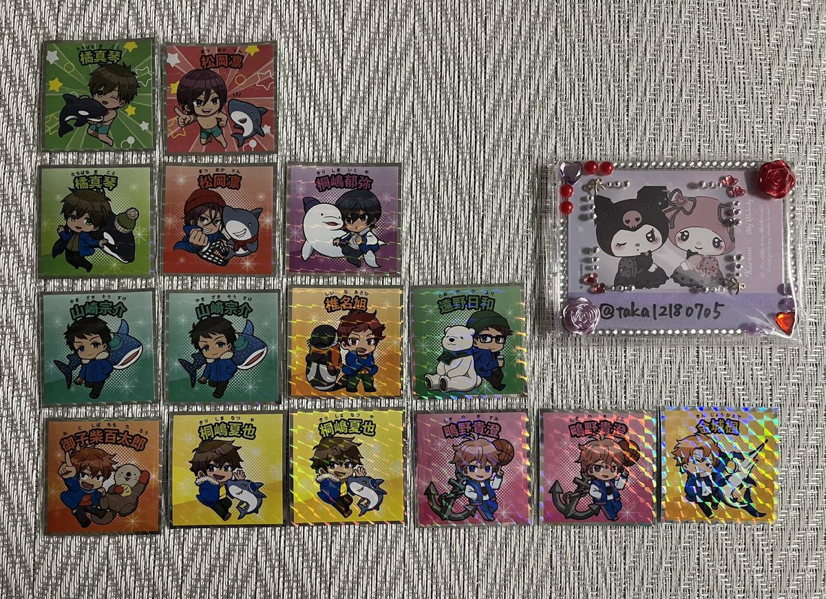 【交換】Free! ビックリマンチョコ2 FS マンチョコ シール ウエハース

譲）1枚目
真琴2種、凛2種、郁弥、宗介2、旭、日和、百太郎、夏也2、貴澄2、楓

求）前弾コンプ目的で各1▶真琴2種、宗介、夏也、金城、貴澄
もしくは過去弾＞今弾遙
⚠️上2段は希望数揃うまで、弾問わず遙を1枚以上含んだ交換希望