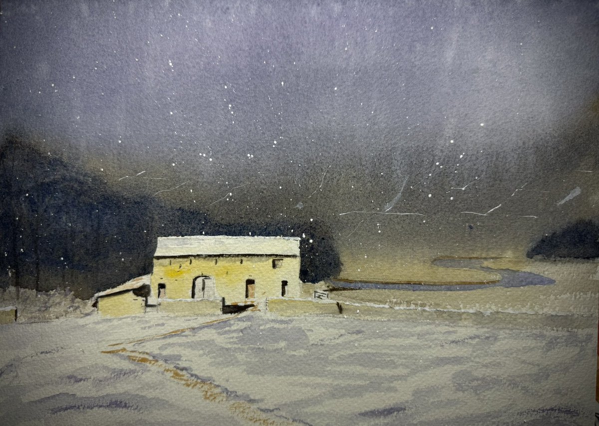 Wintry Wensleydale watercolour