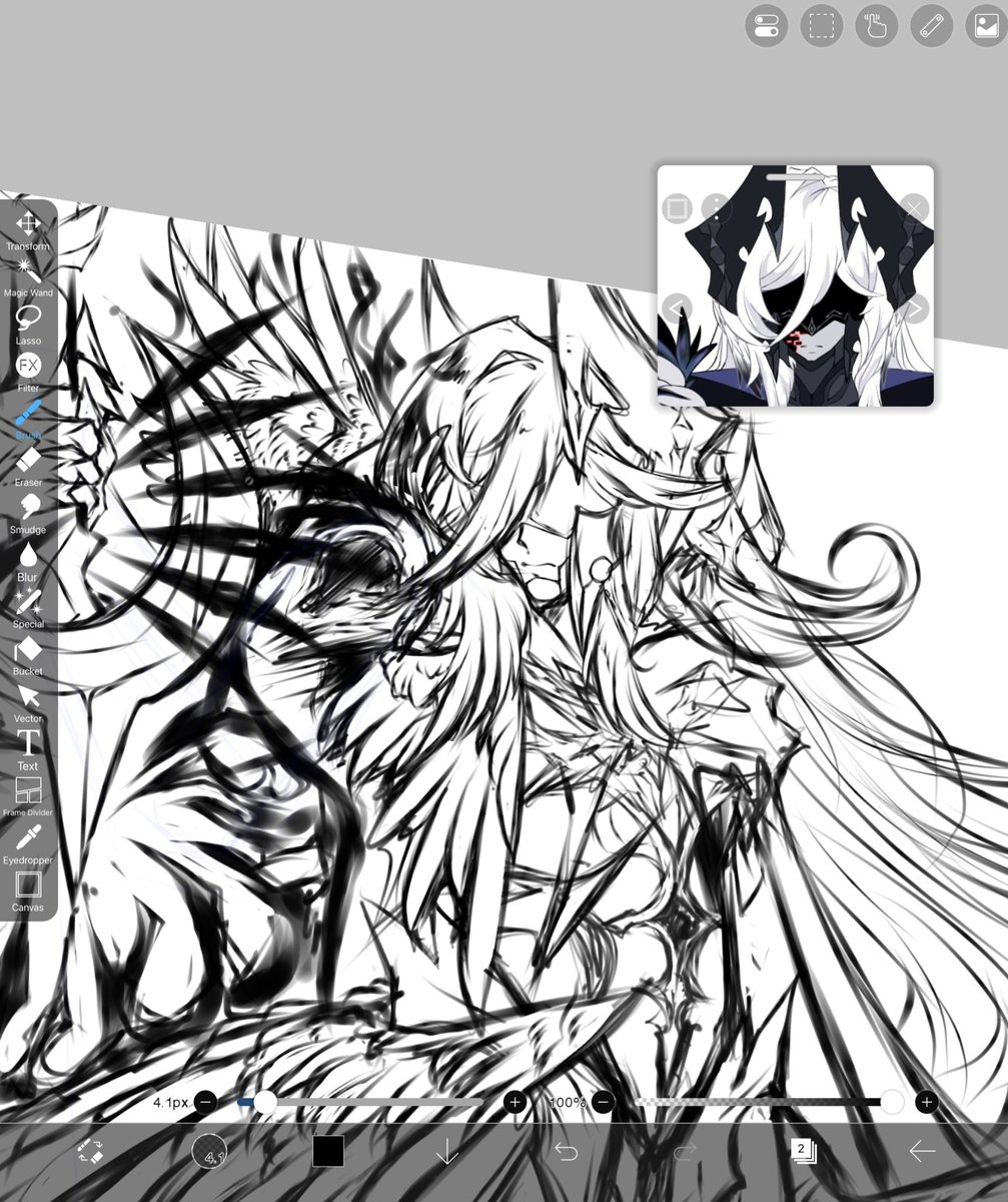 As my first post on this account I just wanna show my work in progress reiven drawing :3 
And yes I finally got a tablet to draw on