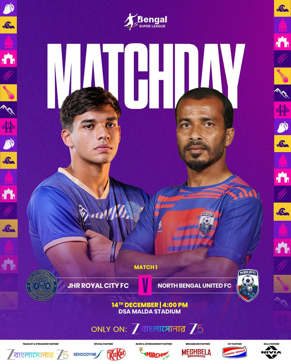 The Battle Begins! ⚽
Get ready for an unforgettable match as North Bengal United FC faces off against JHR Royal City FC! It’s more than just football, it’s a fight for glory! 🏆
14th December | 4:00 PM | DSA Malda Stadium
Catch it LIVE ONLY on @zeebanglasonar_official