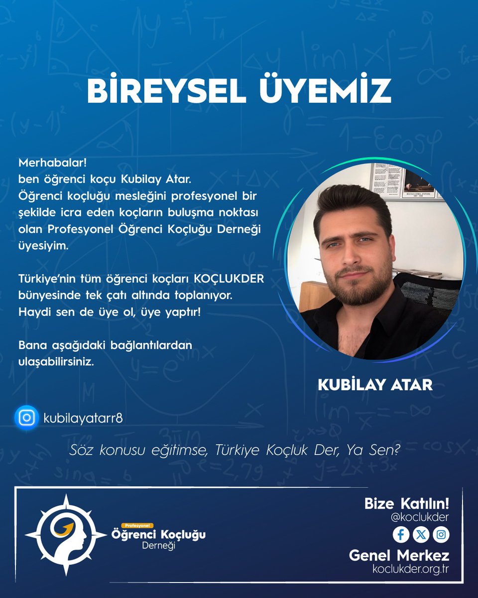 🎉 Kubilay Atar artık KOÇLUKDER üyesi!
Sen de öğrenci koçluğu alanında mesleki dayanışmanın parçası olmak ister misin?

#KoçlukDer #ÖğrenciKoçluğu #KoçluktanGüçAl