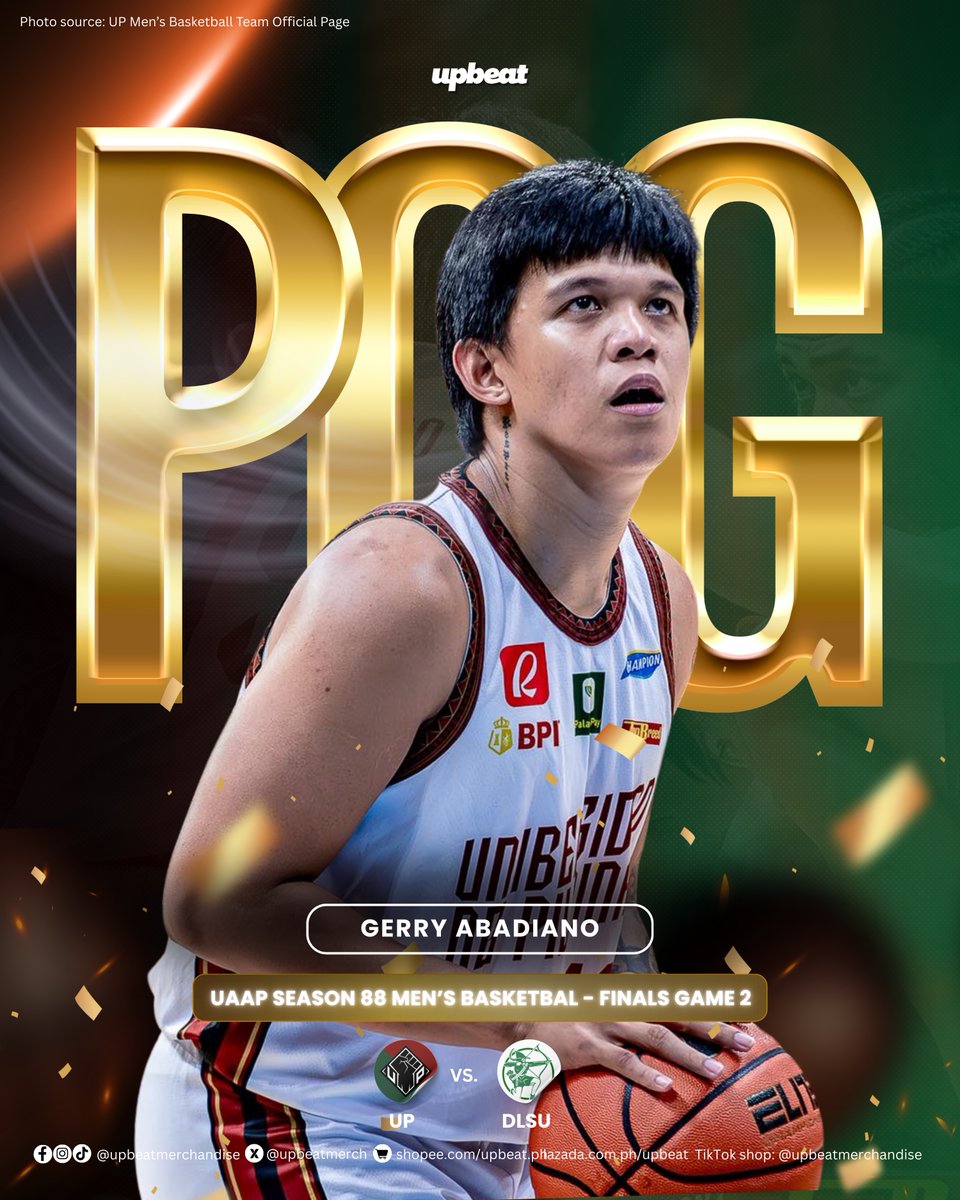 CAPT GERRY EVENS THE GAME! 🔥

With 17 points, 7/14 FG, 2 rebounds, and 1 steals, Gerry Abadiano turned in a complete performance to lead UP past the Green Archers in the crucial Game 2, 66-63.

📸 UP Men’s Basketball Team Official Page

#WearYourPride
#UPFight
#UAAPSeason88