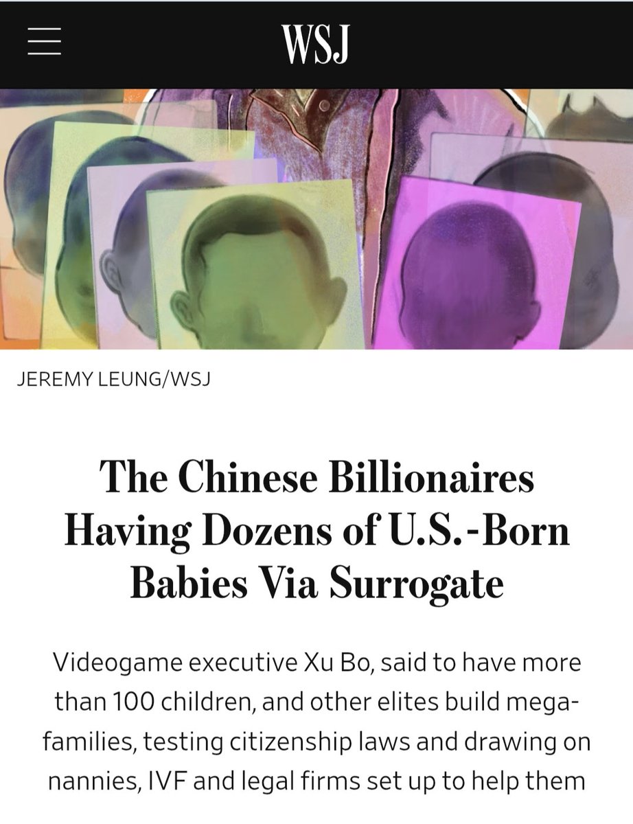 CIAMS_Coalition's tweet image. A Chinese billionaire, a staunch enemy of feminism, boasts of having bought more than 100 children (all boys, because he considers them superior to girls) through #surrogacy in California.

wsj.com/us-news/chines…