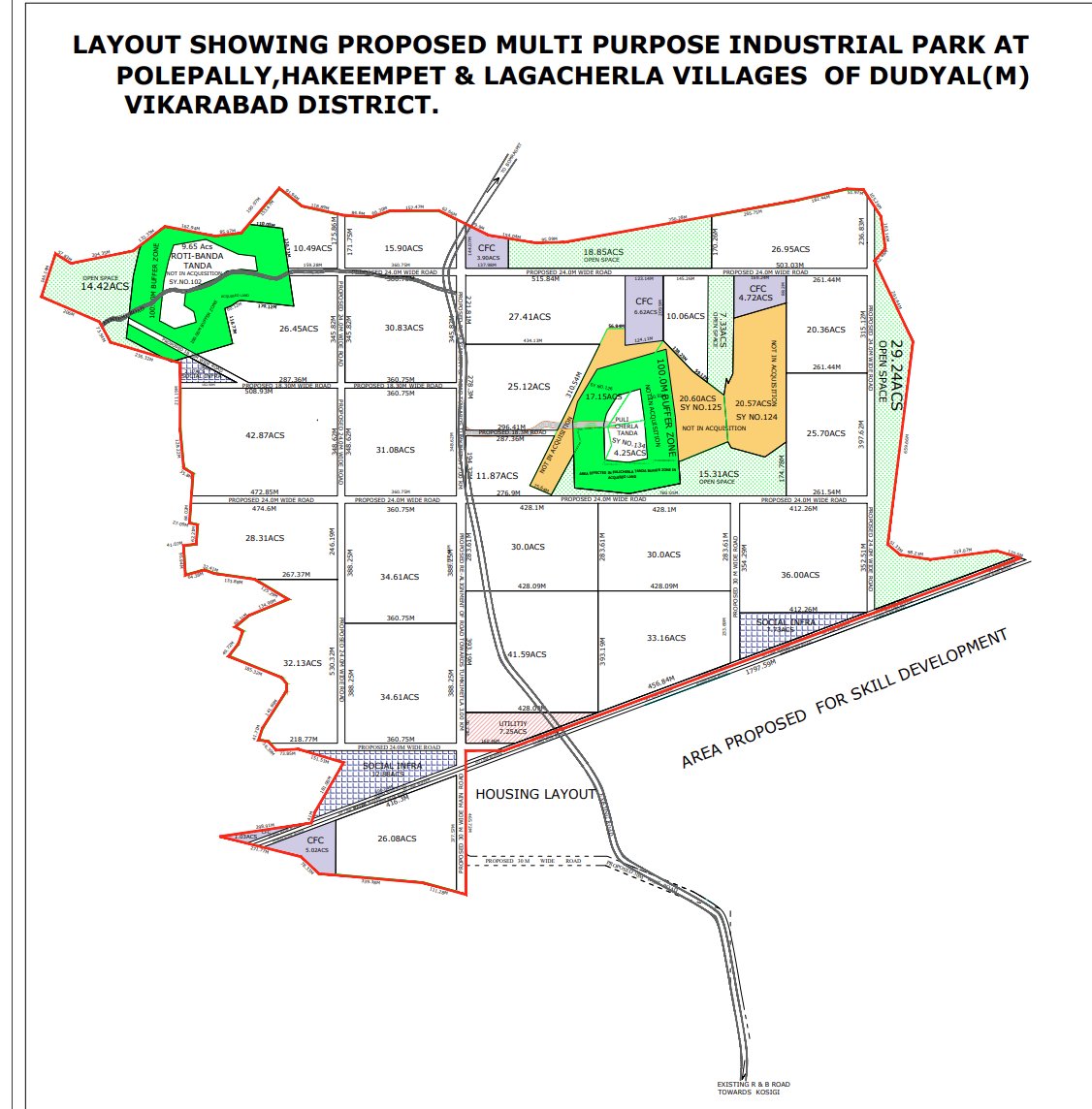 TELANGANA STATE INDUSTRIAL INFRASTRUCTURE CORPORATION LIMITED applied for EC for Proposed Multipurpose Industrial Park at Hakeempet, Polepally &amp; Lagacherla (V), Dudyal (M), Vikarabad (D), #Telangana