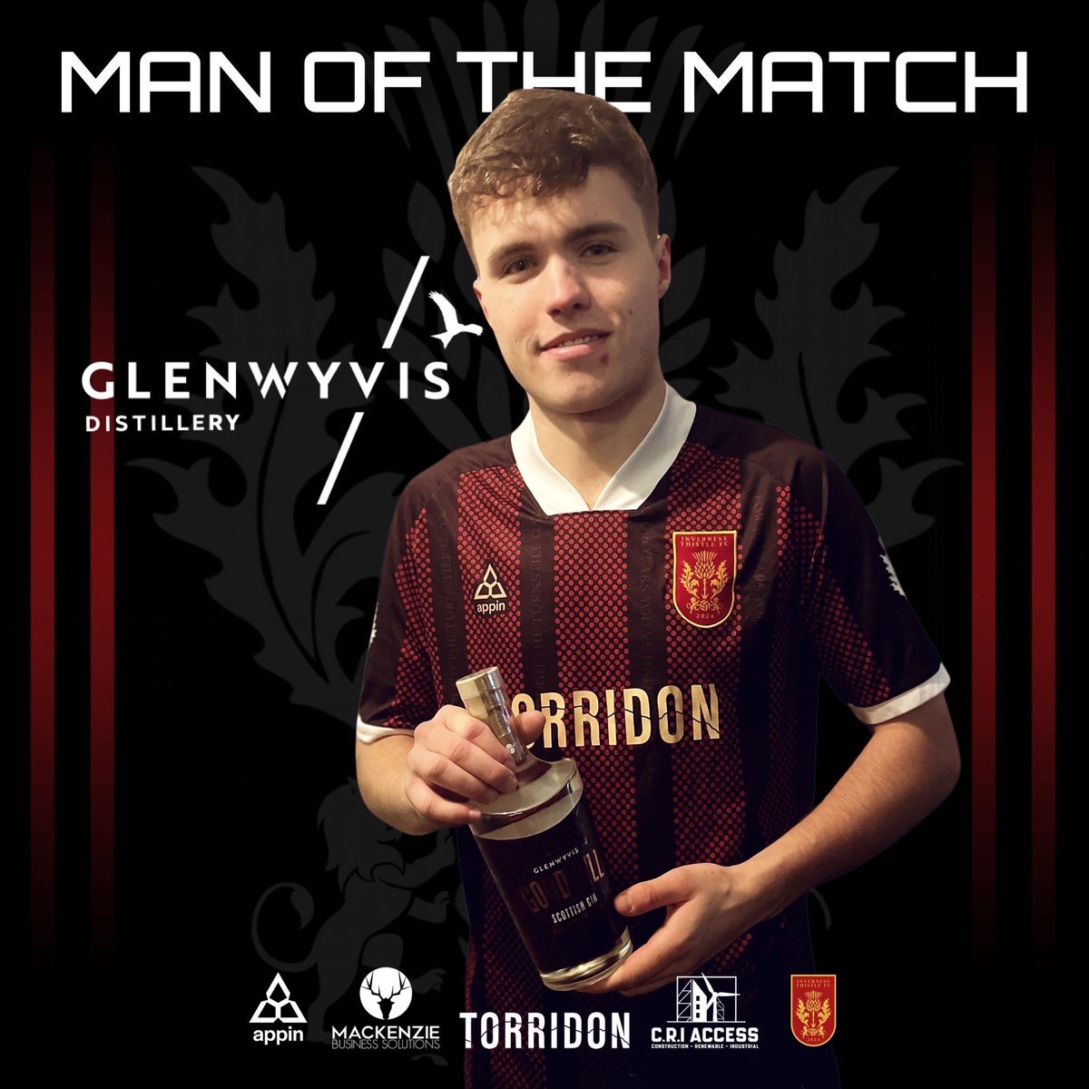 🔴⚫️ MAN OF THE MATCH ⚫️🔴

Yesterday’s @glenwyvis Man of the Match goes to
Brodie Watson 👏

A strong performance from Brodie, topped off with an
80th-minute goal that brought us level.

Thanks again to GlenWyvis Distillery for their
continued support.

#02BAJGY
