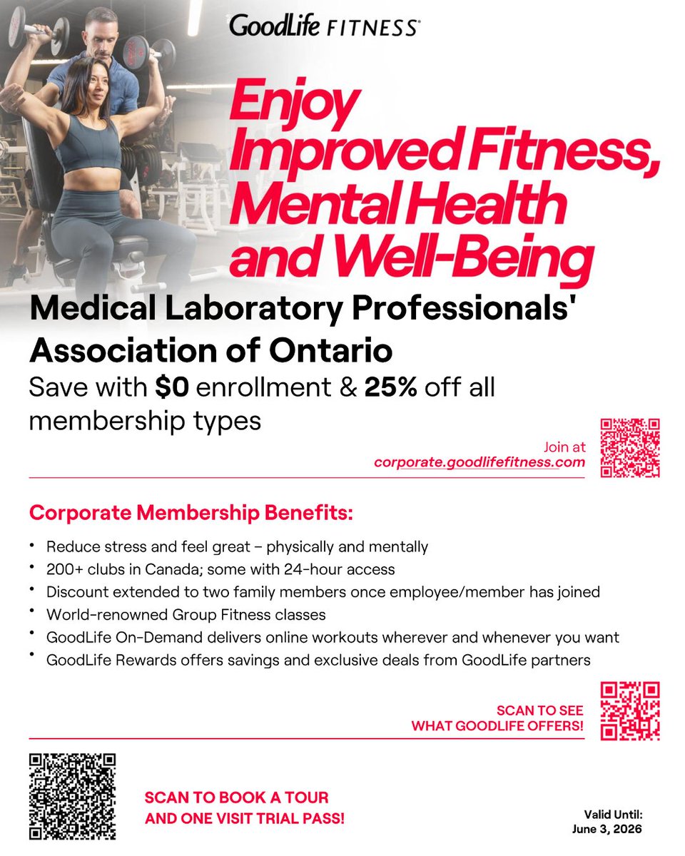 MLPAOnews's tweet photo. MLPAO members save big with exclusive GoodLife gym discounts.
Discover even more member-only savings and special offers at https://t.co/s2MCkWcpuo. #GoodLifeFitness #MemberSavings #LabProfessionals https://t.co/DDUXibg3SM