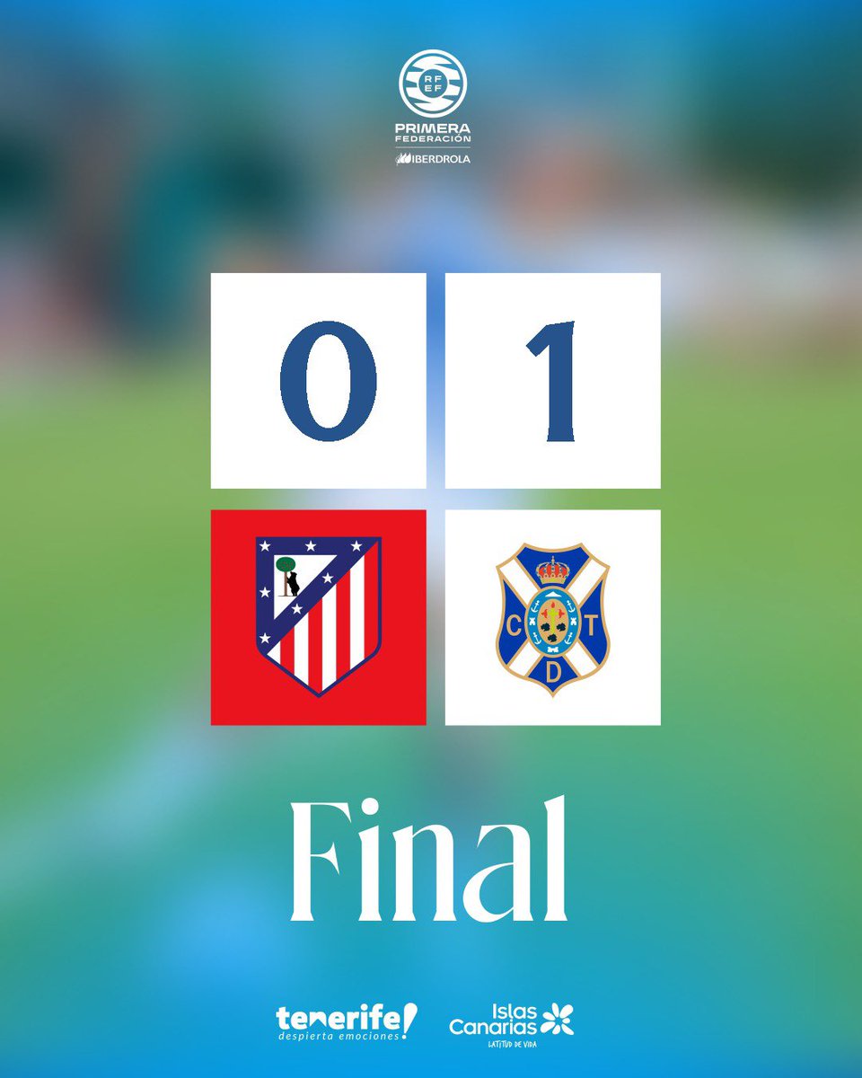 🤍💙 |FINAL|

<a href="/AtletiFemenino/">Atlético de Madrid Femenino</a> B 0️⃣ - 1️⃣ CD Tenerife Femenino B 

🎯 A. Méndez 

#UnMismoLatido #CDTFemenino