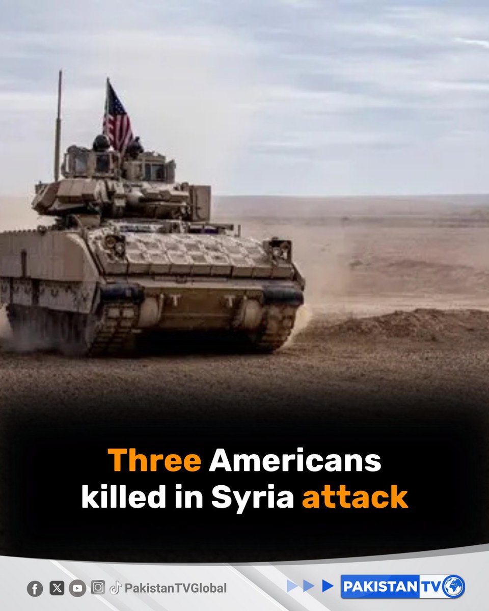 PakTVGlobal's tweet photo. Two American troops and a civilian interpreter, also from the US, were killed after an ISIS terrorist opened fire on joint US-Syrian patrol in the Syrian city of Palmyra.

#Syria #ISISAttack #USMilitary #Palmyra #MiddleEastNews #Terrorism https://t.co/f2il0cwALP