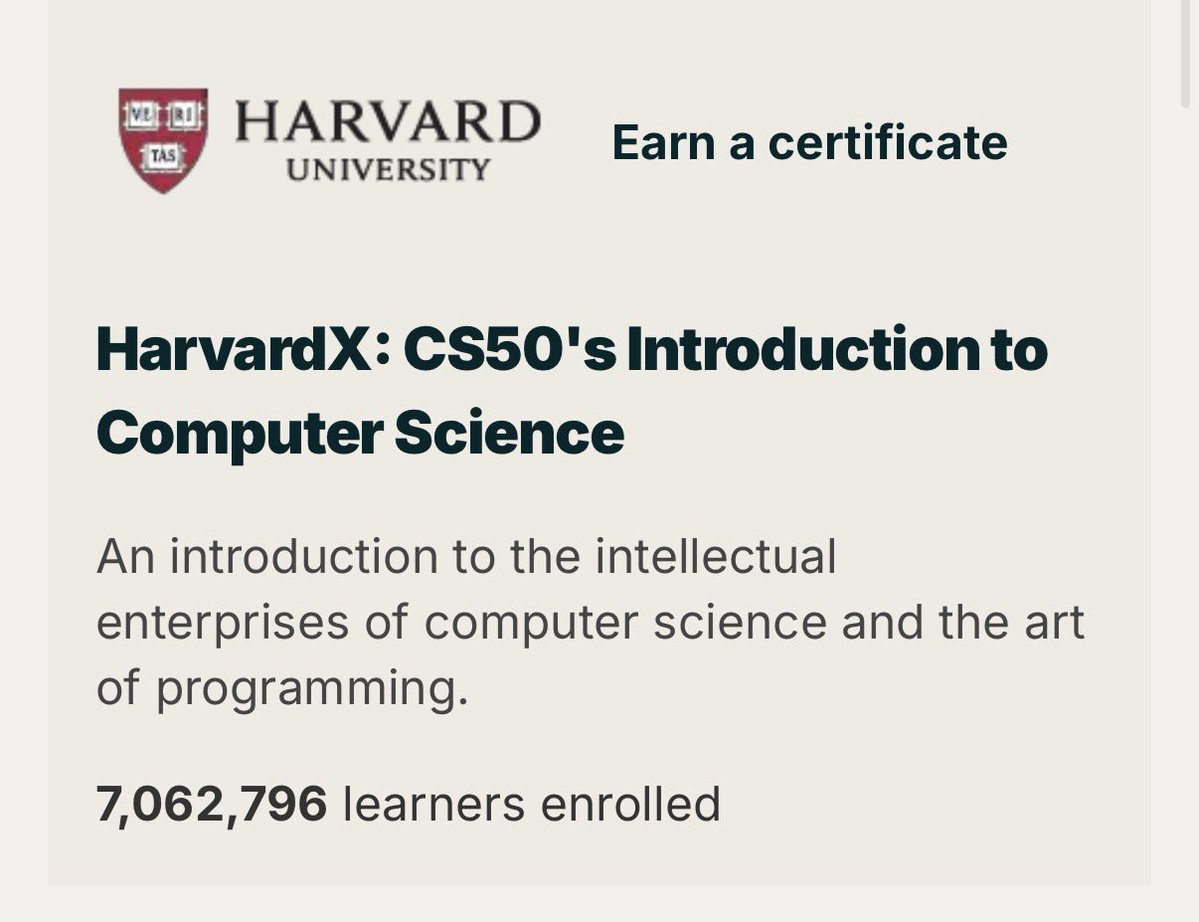 rosaadam0's tweet image. 11. Introduction to computer science. An introduction to computer science thinking and the art of programming. Topics: Solve problems through algorithms.
Programming languages: C, Pbython, SQL, JavaScript, CSS, HTML and more.