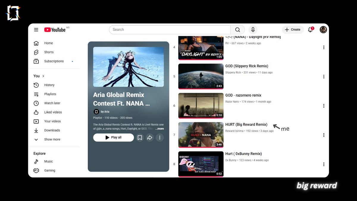 took a bit of a while, but i just watched all 110 remixes in Aria protocol's YouTube playlist. wheeew 

engaged with over 85% of them.. 

i dunno if i'm being biased rn but, the HURT remixes are usually a blast! there's one with a piano, and all

y'all be cooking. ❤️‍🔥