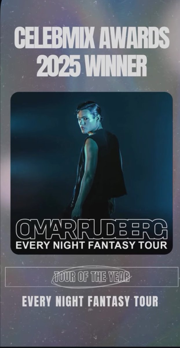 rudbergomar's tweet photo. “Every Night Fantasy Tour” wins  Tour of the Year at the CelebMix Awards 2025!!! 🏆✨An unforgettable tour, so deserved!!! 🫶🏻🫶🏻 https://t.co/i6rFqzhlmU