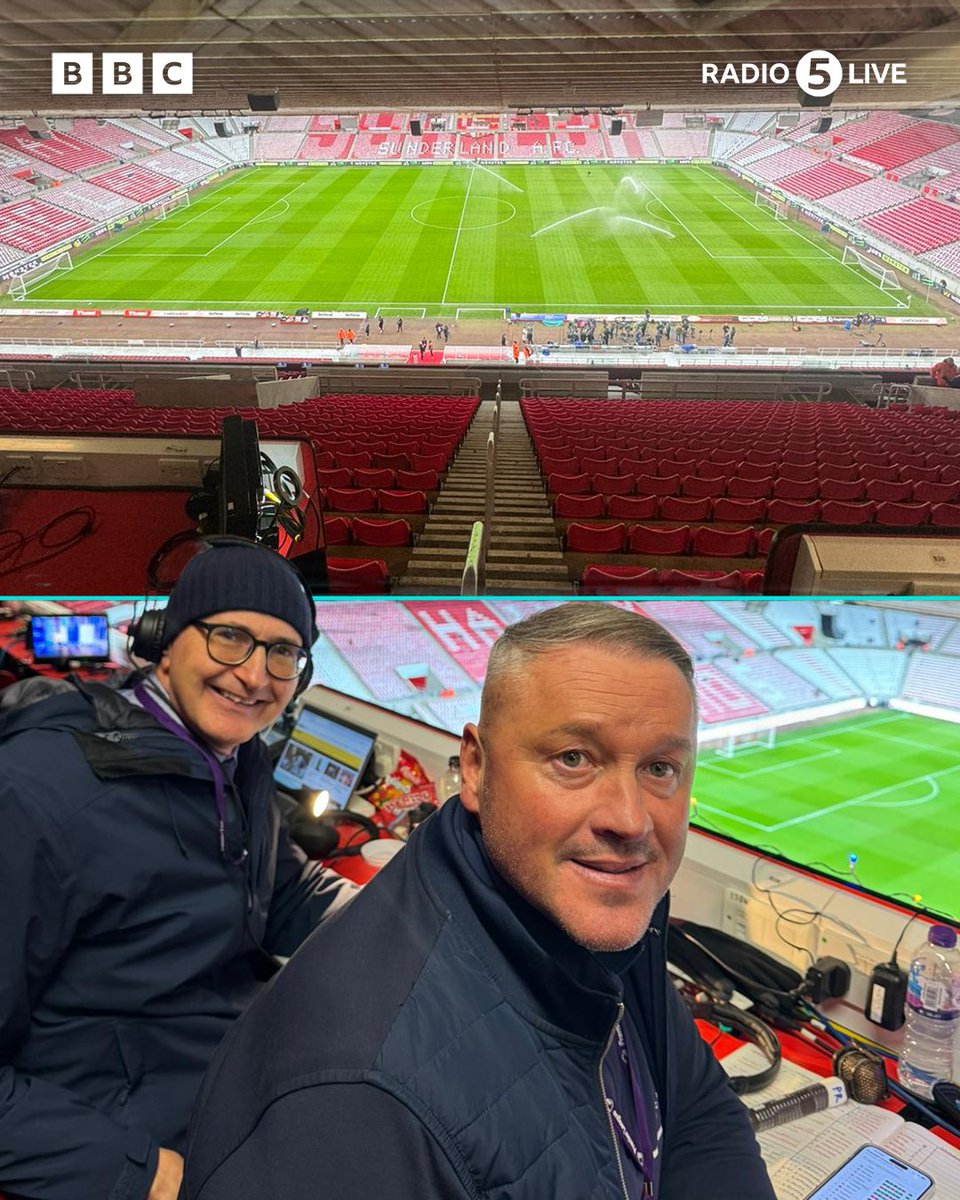 5liveSport's tweet image. We're in position at the Stadium of Light for the Premier League's first Wear-Tyne derby for a decade 🤩

🎙️ @bbcjohnmurray @PaulRobinsonGK

📻 Listen on @BBCSounds
📲 bbc.co.uk/5live

#BBCFootball