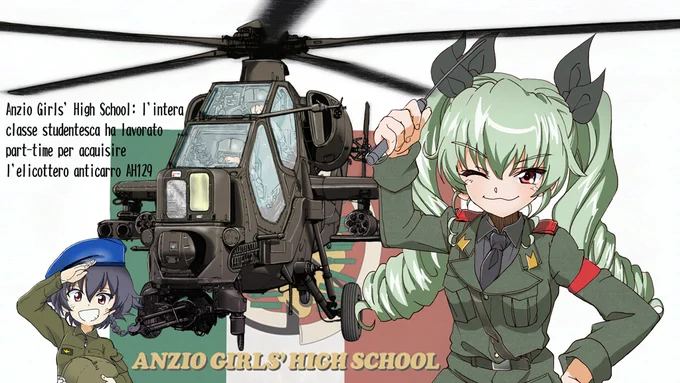 やっと完成ガルパン同人誌原稿(笑) でも、戦車じゃなくて対戦車ヘリ・・・・ すももプリンさん怒るかな? #アンツィオ高校 #アンチョビ #ガルパン