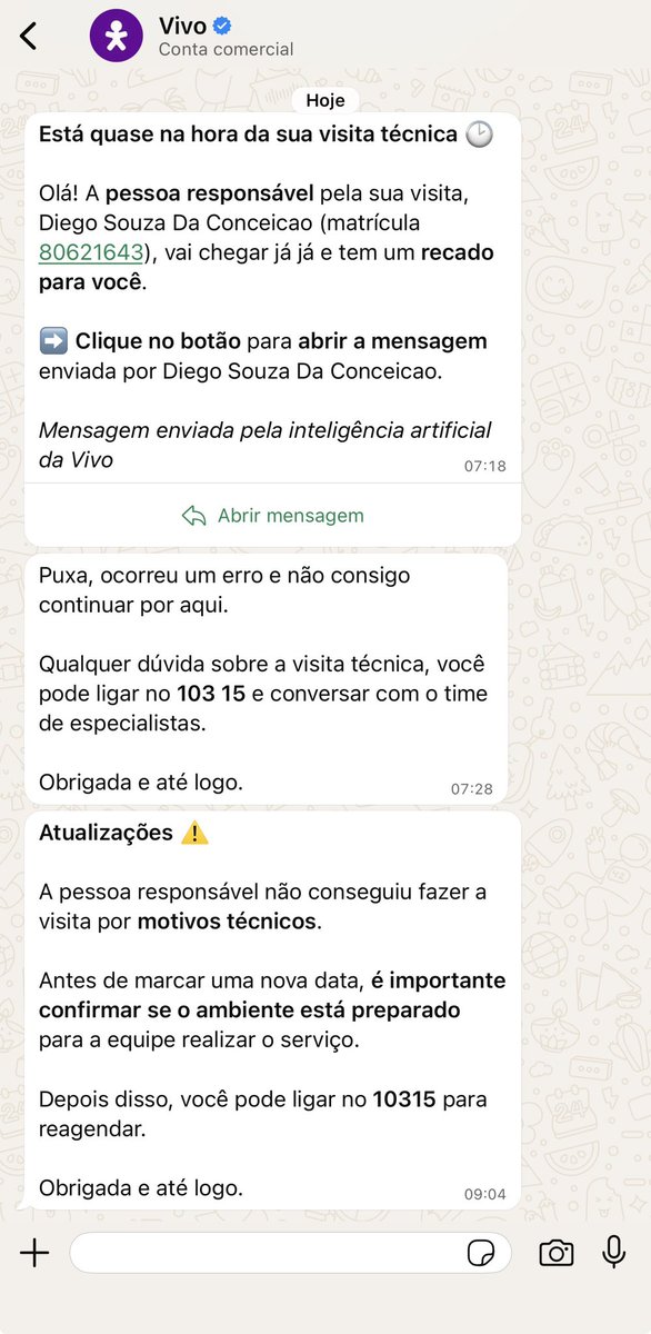 simonviaja's tweet image. Mais uma vez vem um tecnico da @vivobr . Quarta vez desde o dia 28/11 sem resolver o problema. 

E ai registra que näo veio depois de não conseguir resolver.