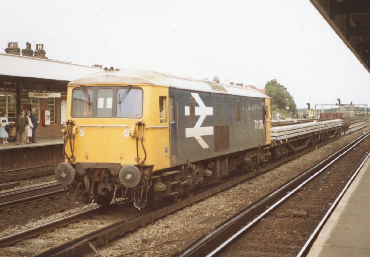 73126 leaving Tonbridge on a PW working, 14/9/85, photographer unknown.