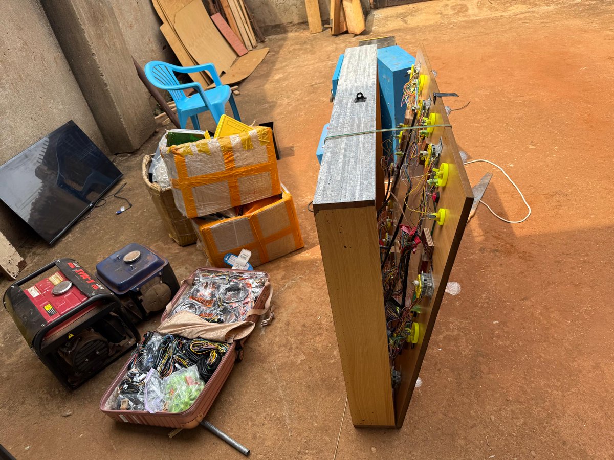 lgrb_uganda's tweet photo. #OperationMashineHaramu in Kamuli

Following intelligence led surveillance conducted by the National Lotteries and Gaming Regulatory Board together with @PoliceUg  in Bukolobe Village, Kamuli District, uncovered an illegal gaming manufacturer.

A one Chen, a chinese manufacturer has been operating  without a license from the Board. A court order was lawfully secured enabling a coordinated search at two locations in Bukolobe and Bunangwe, both linked to the suspect. Items recovered during the operation include 13 fish tables, 3 slot machines, 32 TV screens, 17 boxes of assorted spare parts and 5 generators.

The suspect is still at large, and investigations are ongoing to apprehend all individuals involved in this illegal gaming activity.

The @lgrb_uganda appreciates the citizens that reported this suspect and reiterates its commitment to eliminating illegal gaming operations and protecting the public from potential gaming harm. 

Members of the public are encouraged to report any suspicious activities through our toll-free number 0800285800, send a direct message or an email to info@lgrb.go.ug

#ResponsibleGamingUg