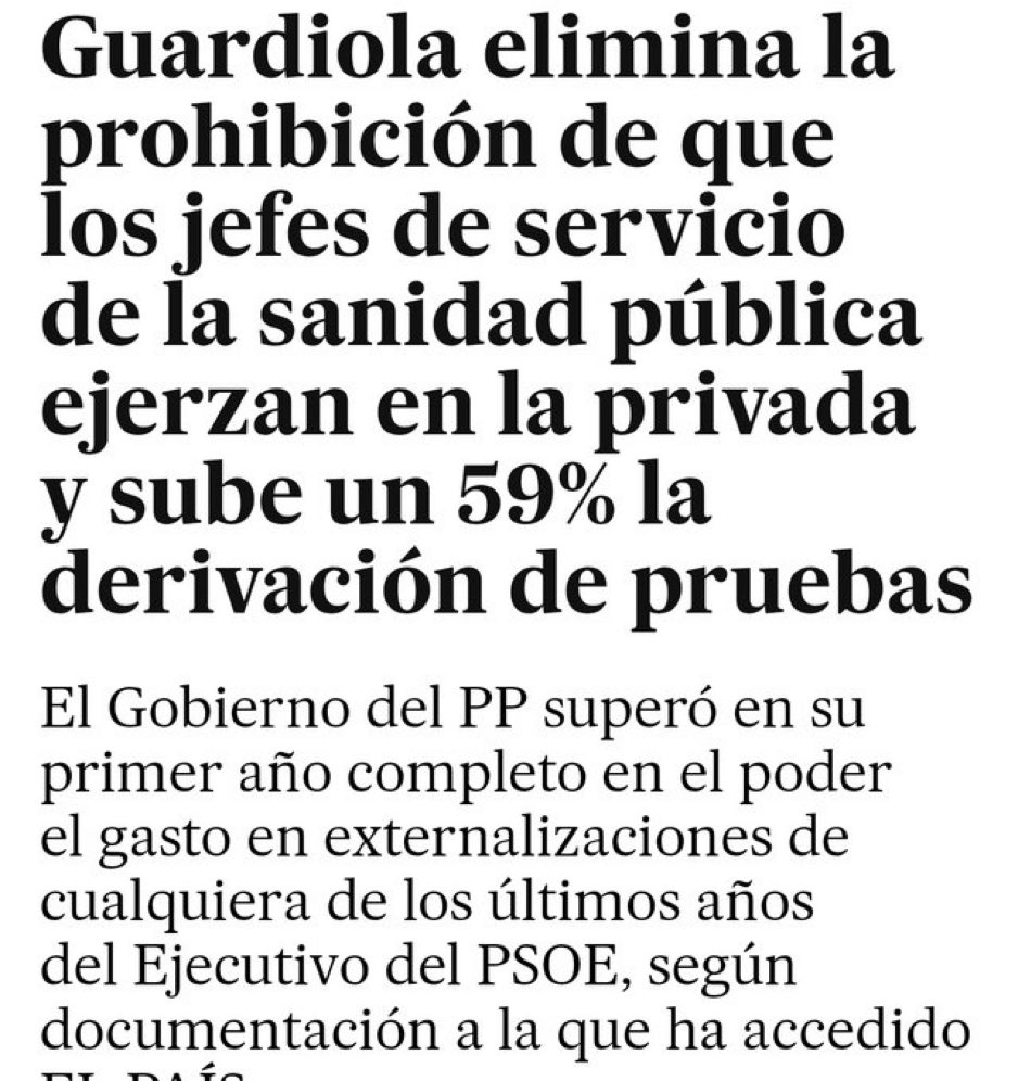 Repetimos: no es un error del modelo, es el modelo. En Torrejon no pasó nada ilegal. Se aplicó el pliego de condiciones. En Andalucía no pasó nada raro con las mamografías, se incentivaron los seguros médicos. Hacerse la dama de cine de tacitas escandalizada es puro fariseísmo.