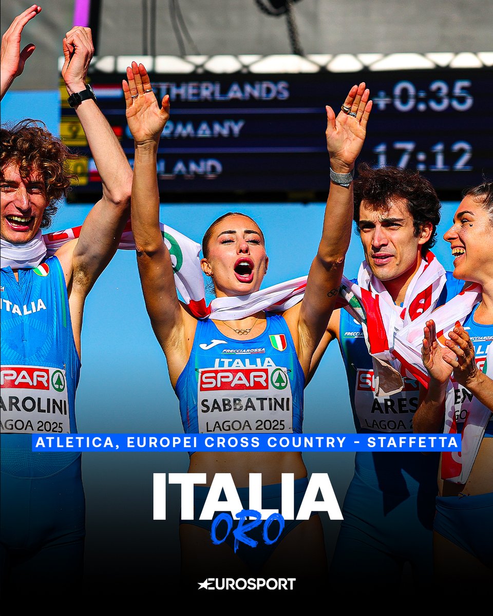 Eurosport_IT's tweet photo. MA QUESTA ITALIAAAA? 🇮🇹🥹
Pietro Arese, Marta Zenoni, Sebastiano Parolini e Gaia Sabbatini bissano il successo dell’anno scorso e trionfano a Lagoa 👏
#Atletica #Italia #Zenoni #Sabbatini #Arese #Parolini https://t.co/4uAf7KvZeU