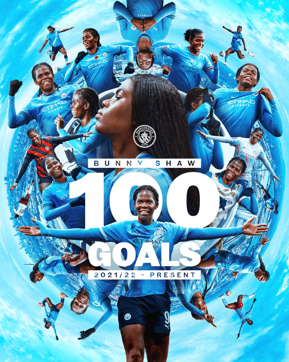ManCityWomen's tweet image. ✨1️⃣0️⃣0️⃣✨

Bunny Shaw has become the first women’s player to score 100 goals for Manchester City in our professional era 🩵