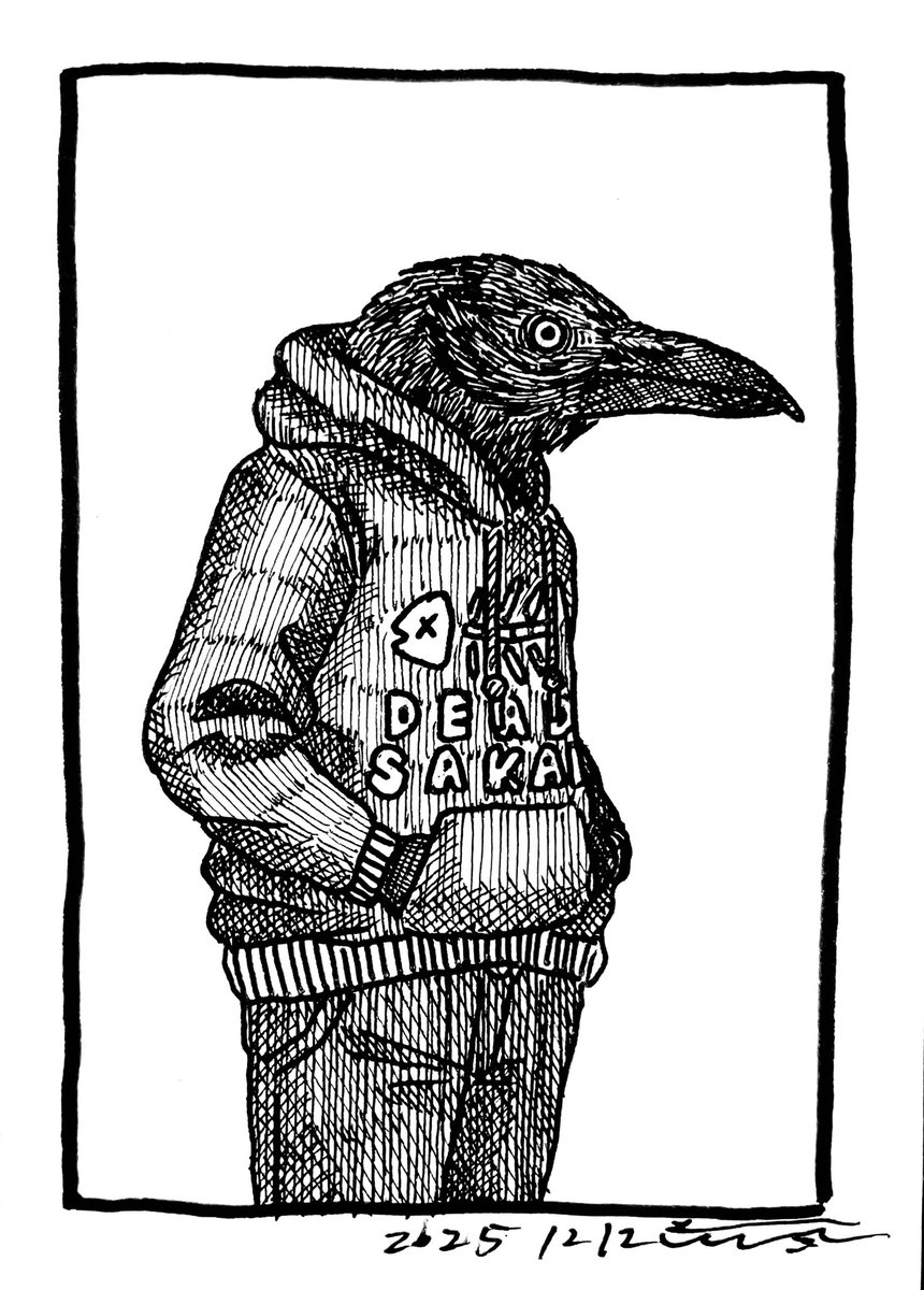 #ペン画
#pendrawing
#異形頭
#objecthead
#ATCard 

「烏」