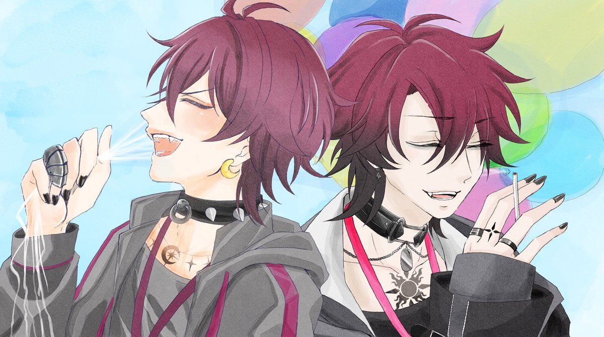 Tokikake_Setsu's tweet photo. #パネル開け達成 

1周年を記念した旧セツナとの2人の1枚絵！
本当に1年長くて短い不思議で楽しい1年だった！！

新セ「お前のおかげで1年かやってこれたよ」

旧セ「お前はまだこれからだろ、頑張れよ」 https://t.co/FXHnqtZRGQ