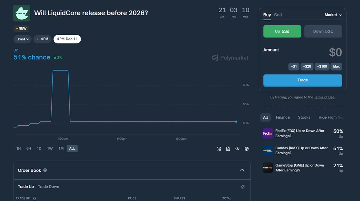 It's the weekend!

The word is out and speculation is in - will LiquidCore release before 2026?

Place your bet below 👇