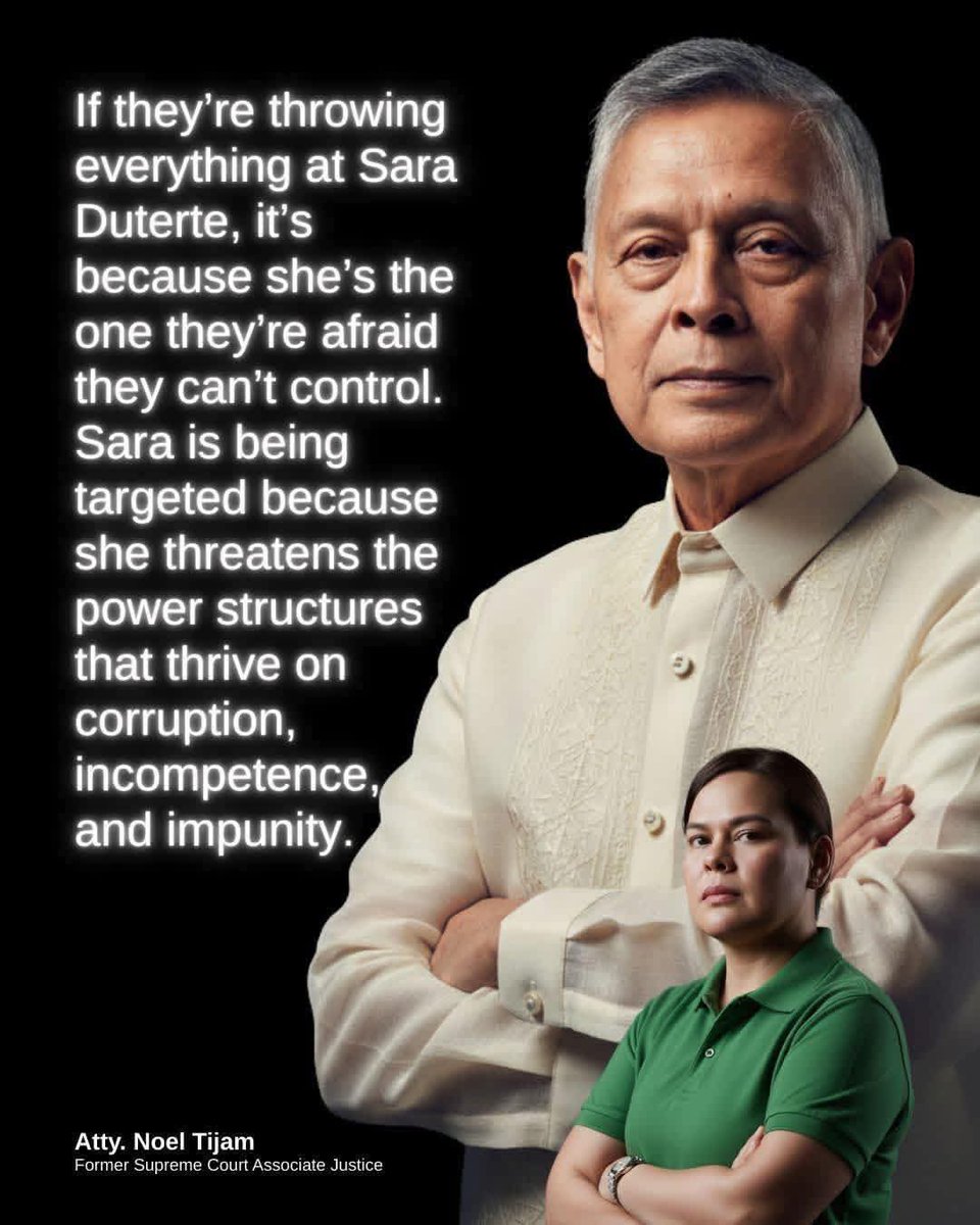 I stand with Sara Duterte because I believe in leadership that cannot be bullied, silenced, or controlled. The relentless attacks against her only confirm what many of us already see that she represents a real challenge to entrenched power and a threat to systems that survive