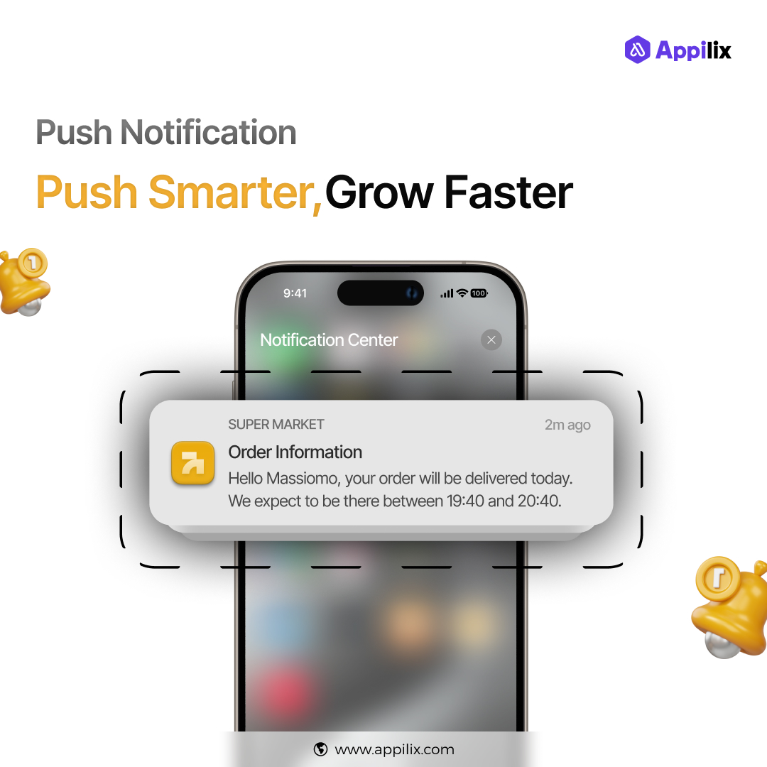 appilix's tweet photo. Push notifications aren’t noise, they’re purpose.
When used correctly, they drive engagement, retention and revenue.
Push the right message at the right moment.
👉 [https://t.co/BQj2t3tbSo]
👉 [https://t.co/ifaQBMkuo4]
#Appilix #WebToApp #BusinessGrowth #NoCode #SaaS #ShopNow https://t.co/lWA1oWtt9r
