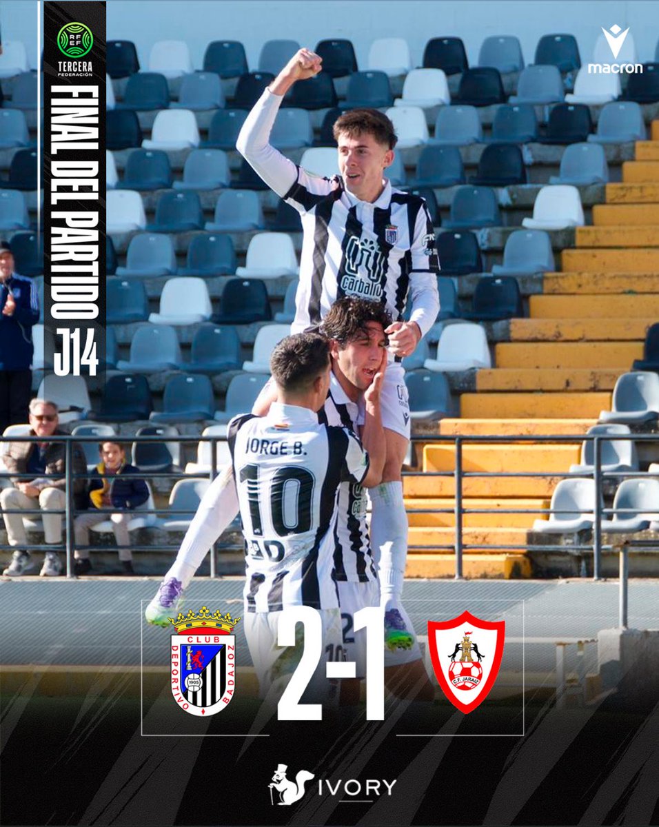 ⏱ 90’ | Badajoz 2-1 Jaraíz

Final del partido patrocinado por Ivory

#BadajozJaraiz #TerceraRFEF