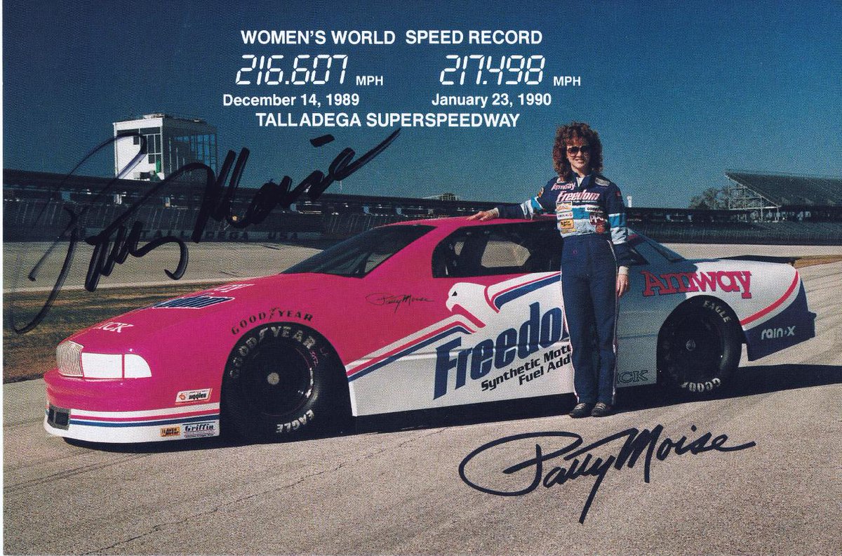 December 14, 1989: Patty Moise ran a lap of 216.607 mph at