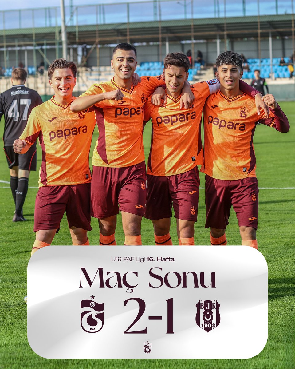 tsakademi's tweet photo. ⏱️ 90' Karşılaşma sona erdi. 
 
Trabzonspor 2-1 Beşiktaş

⚽ 7’ Ekrem Terzi 
⚽ 40’ Turan Deniz Tuncer 

#U19PAFLigi https://t.co/i9z0MYNUSK