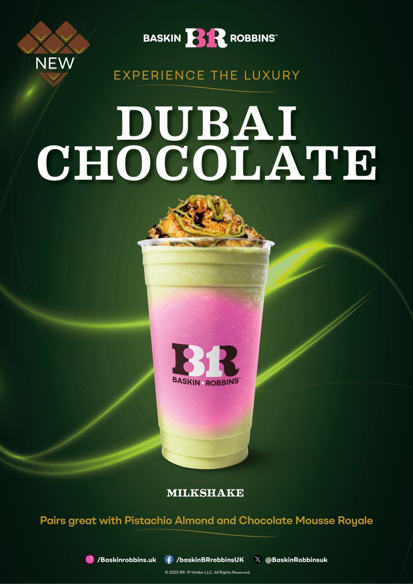 baskinrobbinsuk's tweet photo. Make this season unforgettable with Dubai Chocolate 🍫🎀 A scoop of luxury topped your way – because you deserve it! #DubaiChocolate #BaskinUK #WinterIndulgence https://t.co/KzTA2zU12u