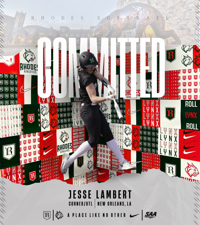 Next up for the committed 2026’s is Jesse Lambert! Welcome to the Rhodes Softball class of 2030 Jesse! We are so excited you’ll be wearing red and black here next year! 
#rhodessoftball #classof2030 #burntheships