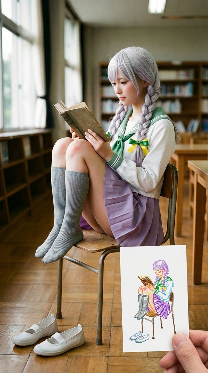 Datou's tweet image. “在画面的右下角添加一只手拿着一张白纸小卡片，小卡片上面是照片内容的丑丑的蜡笔简笔画”
🍌