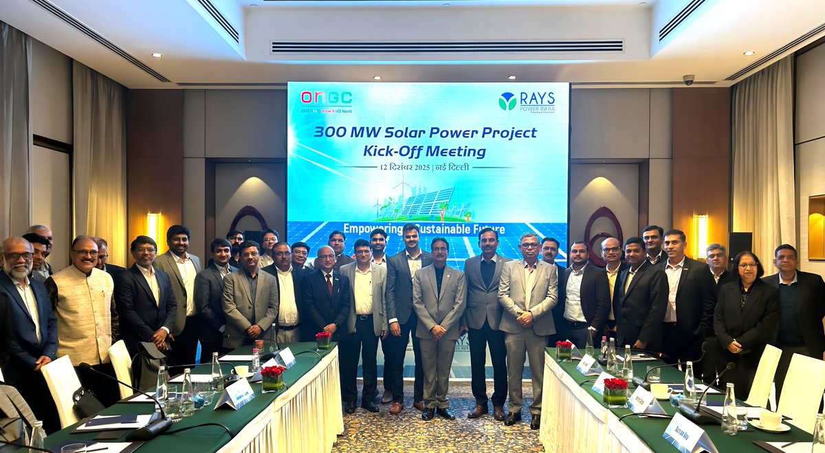RaysPowerInfra's tweet photo. 🌞 Successful Kickoff for the 300 MW Solar Power Project 🌞
We are excited to announce that we have completed the kickoff meeting for the 300 MW Solar Power Project with ONGC.

#RenewableEnergy #SolarPower #ONGC #CleanEnergy #EnergyTransition #ProjectKickoff #RaysPowerInfra https://t.co/WVty6WMfGK