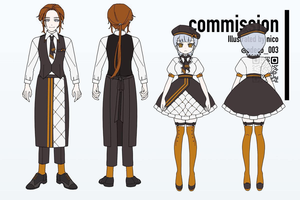 キャラデザページ更新しました！三面図対応可能です。 TRPG立ち絵依頼