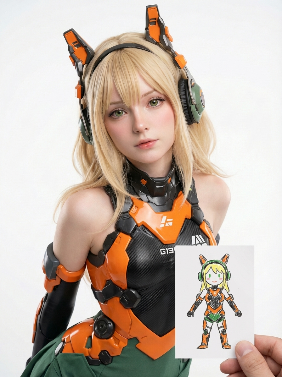 Datou's tweet image. “在画面的右下角添加一只手拿着一张白纸小卡片，小卡片上面是照片内容的丑丑的蜡笔简笔画”
🍌