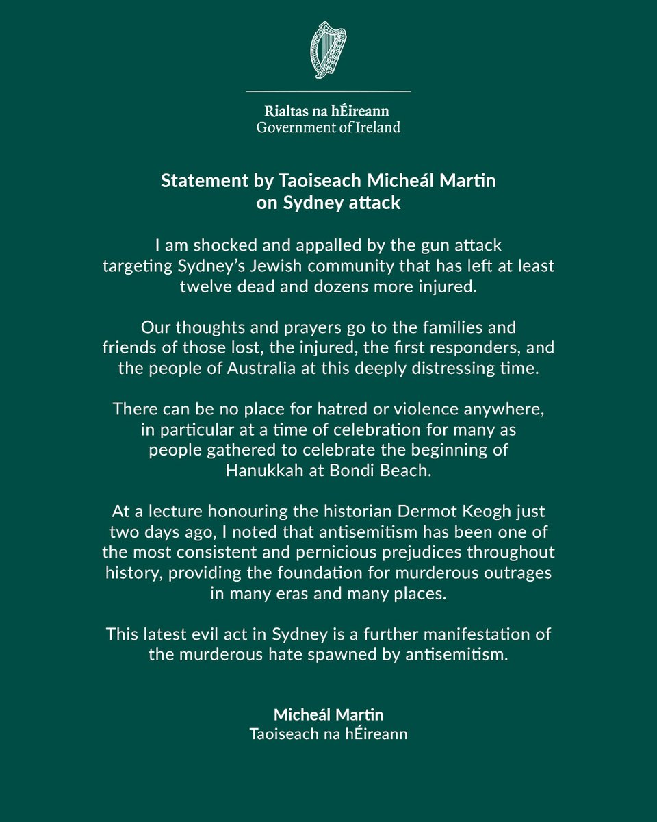 Statement by Taoiseach Micheál Martin on Sydney attack.