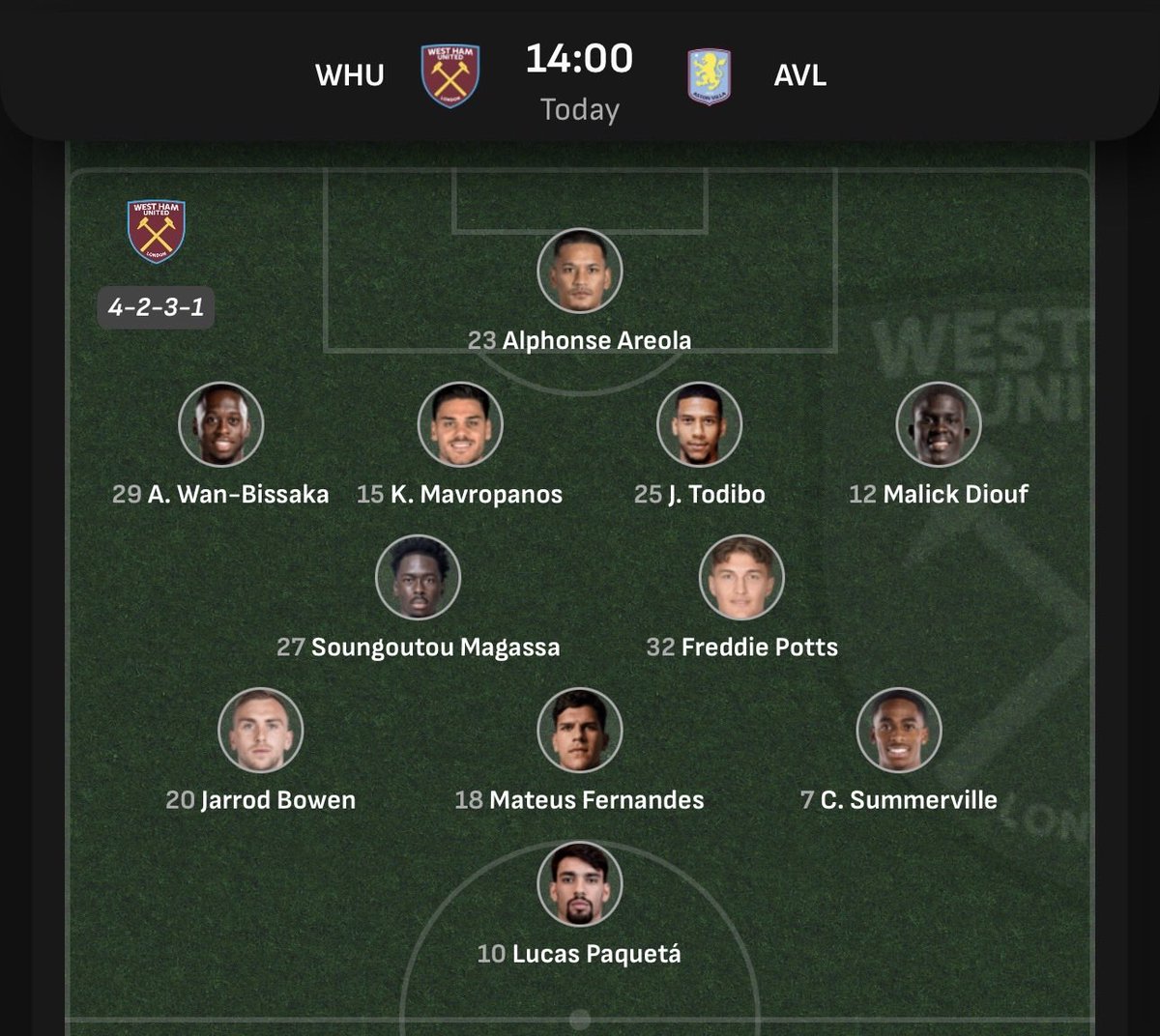 WEFOOTBALL777's tweet photo. 2025-26 PREMIER LEAGUE MATCHWEEK 16
Sun 14 Dec 14:00 UKT - West Ham vs Aston Villa starting XI
#wefootball777 #football #premierleague #matchweek16 #westhamunited #astonvilla https://t.co/ayBqBXU0PR