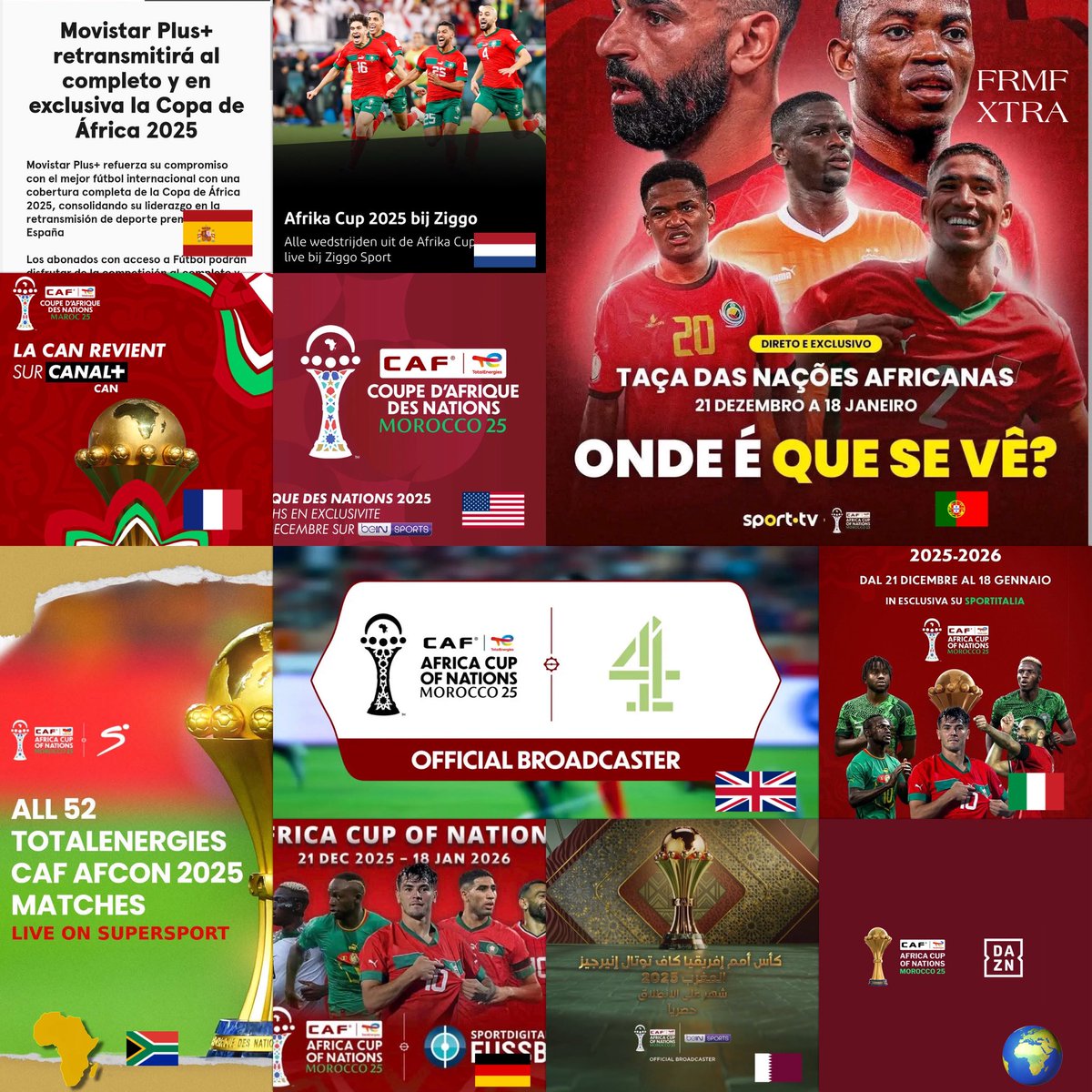 🚨📺 Plus de 150 chaînes vont 𝗗𝗜𝗙𝗙𝗨𝗦𝗘𝗥 la Coupe d’Afrique des Nations pour la première fois de l’histoire !

La CAN 2025 au Maroc s’annonce exceptionnelle. 🇲🇦🤯